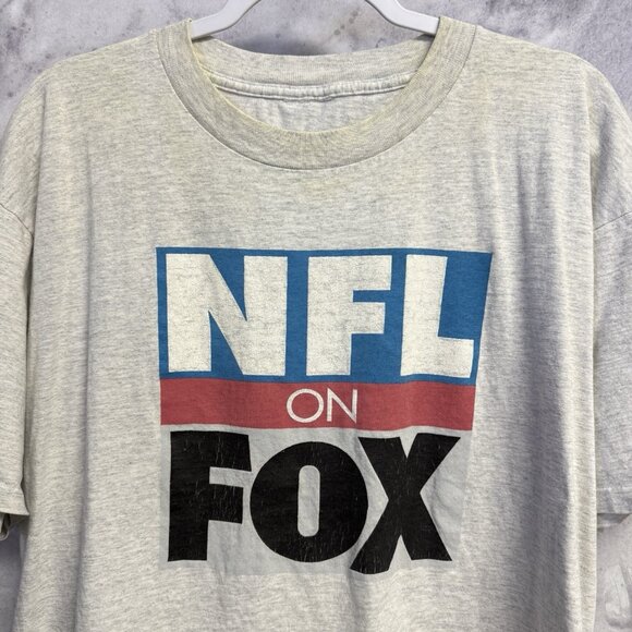Vintage NFL on Fox T Shirt Mens XL Gray Short Sleeve - Picture 1 of 12
